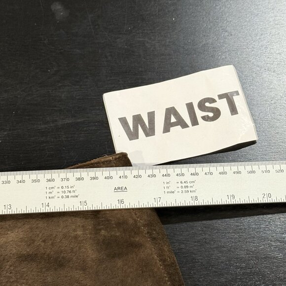 Vintage Suede Chocolate Brown Long Boho Western Pencil Maxi Skirt Size Large 14P - Picture 10 of 12